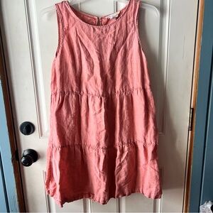 C&C California Women’s Coral 100% Linen Sleeveless Tiered Dress Size Medium